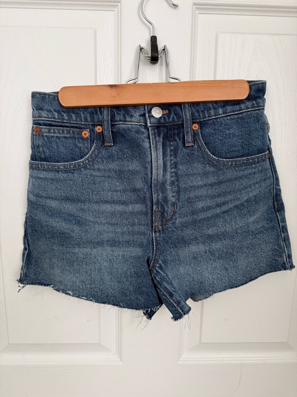 Madewell Dark Blue High-Rise Cutoff Denim Shorts